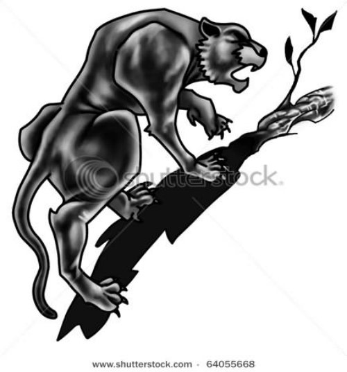 Black Panther On Tree Tattoo design