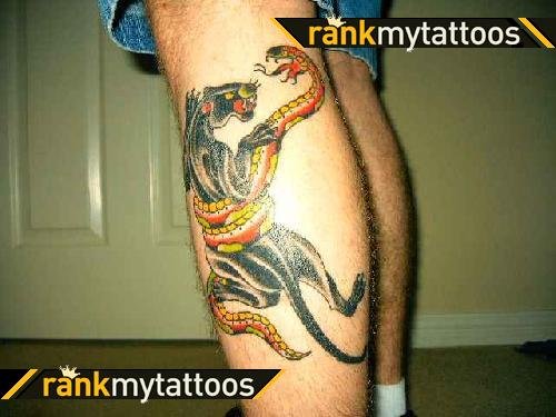 Panther Tattoo On Left Leg