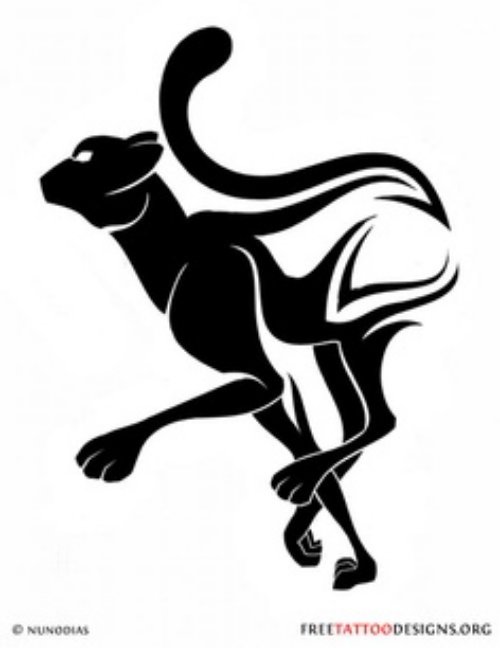 Attractive Black Tribal Panther Tattoo Design