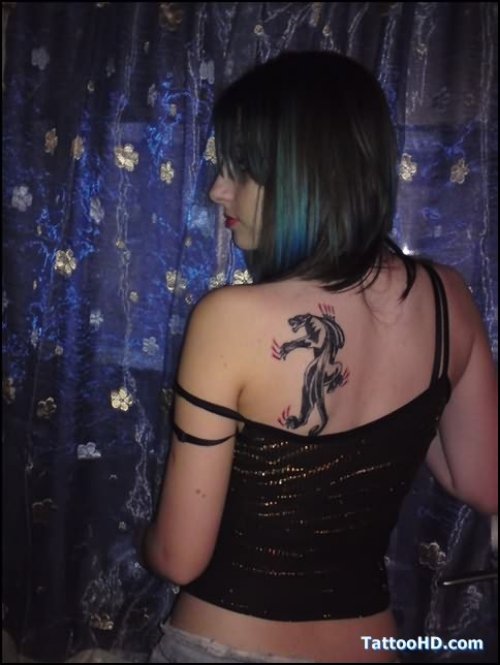 Panther Tattoo On Back On Girl