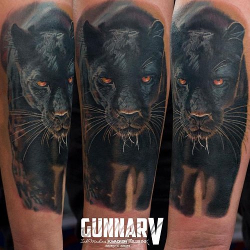 Forearm Panther Tattoo On Sleeve