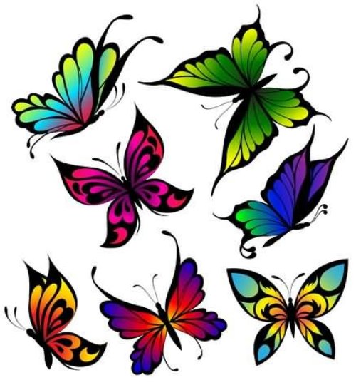 Colored Butterflies Tattoo Design
