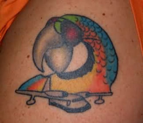 Color Ink Stylish Parrot Head Tattoo