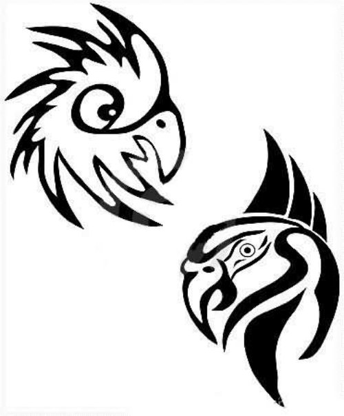 Tribal Parrot Head Tattoos Design