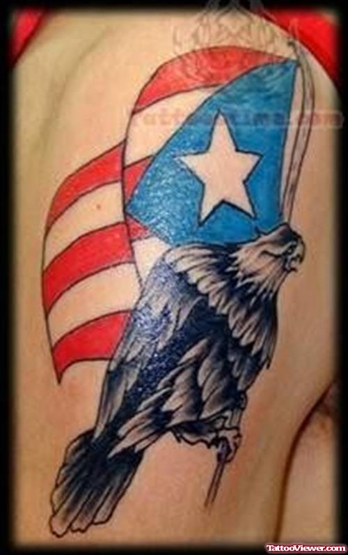 Patriotic Eagle Tattoo On Shoulder