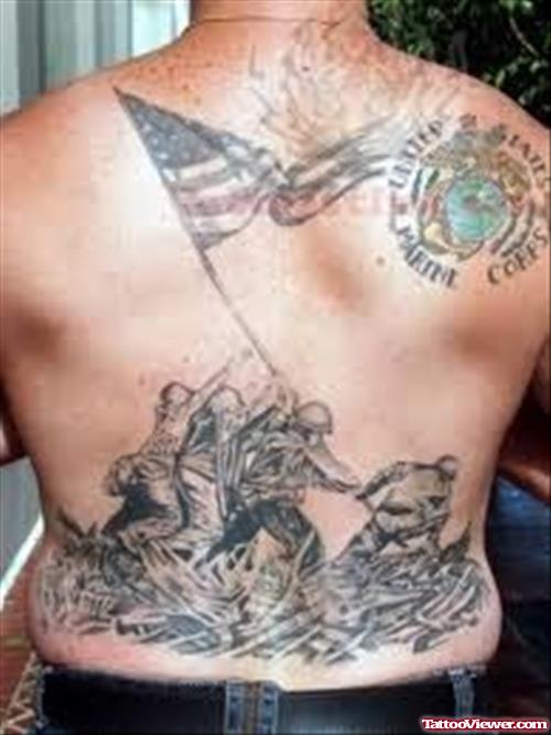 Patriotic Tattoo On Back Waist