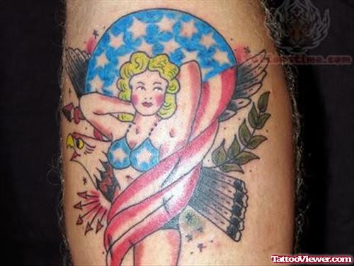 Patriotic  Tattoo On Shoulder