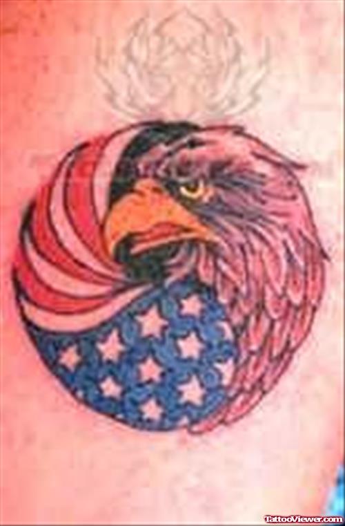 Patriotic Tattoo Consisting Of An Eagle
