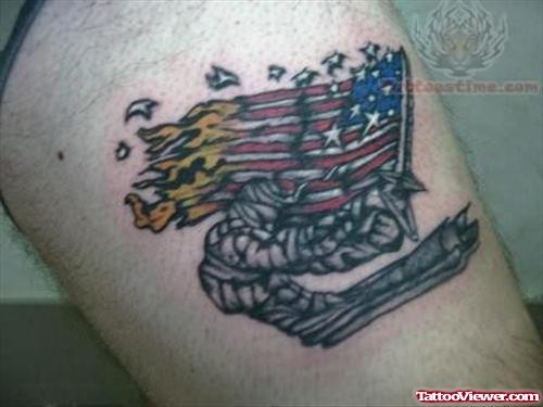 Amazing Patriotic Flag Tattoo