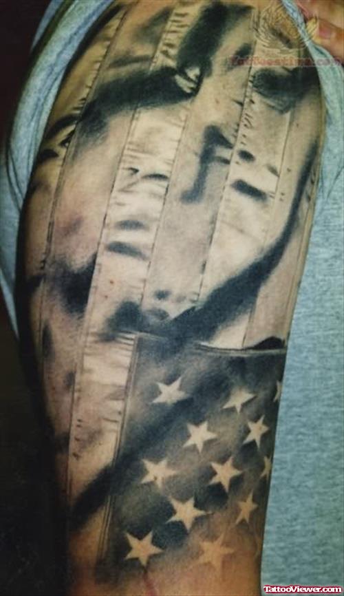 Patriotic Black And White Tattoo