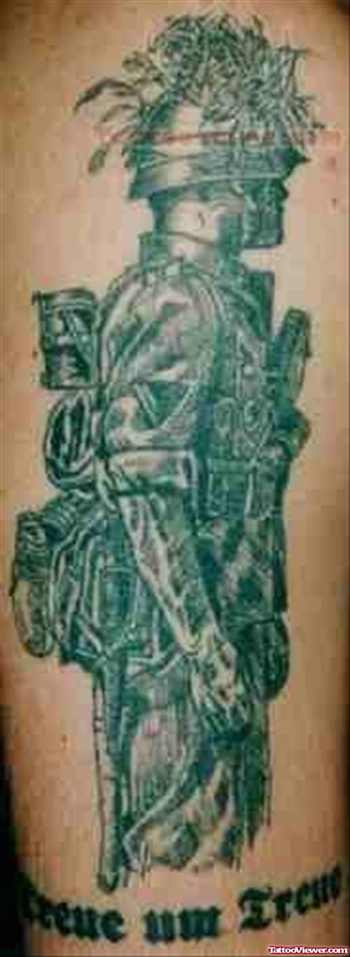 A Patriotic Tattoo Showing Militry Man