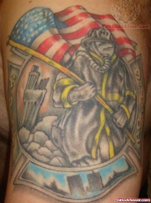 Patriotic Tattoo On Side Rib
