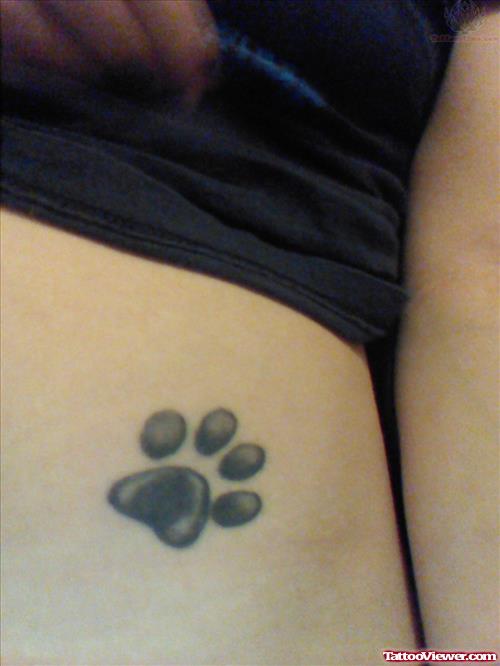 Dog Paw Tattoo On Tummy