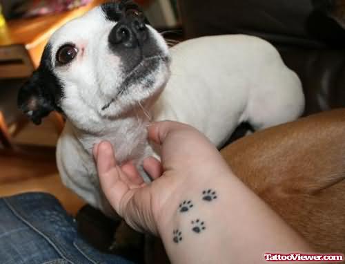 Dog Paw Tattoo On Wrist