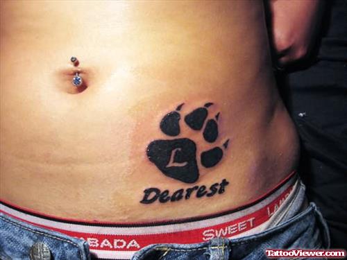 Dearest Paw Tattoo On Belly