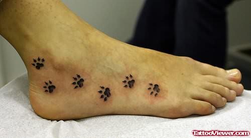 Paws Print Tattoo On Foot