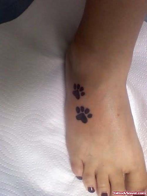 Dog Paw Print Tattoo On Foot