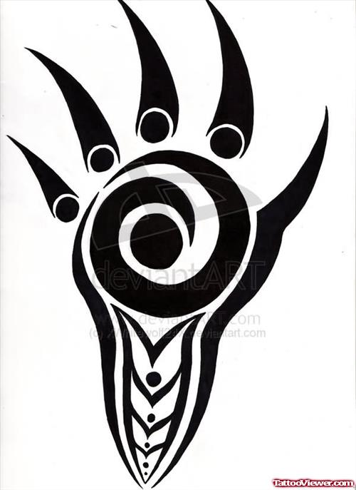 Bear Tribal Paw Tattoo Design