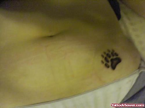 Bear Paw Tattoo On Belly