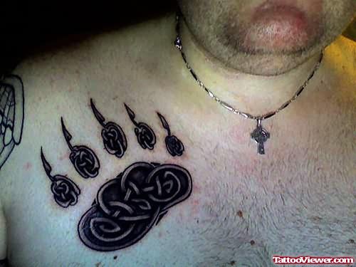 Celtic Bear Paw Tattoo On Chest