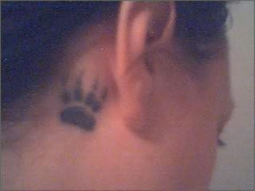Bear Paw Tattoo Behind Ear