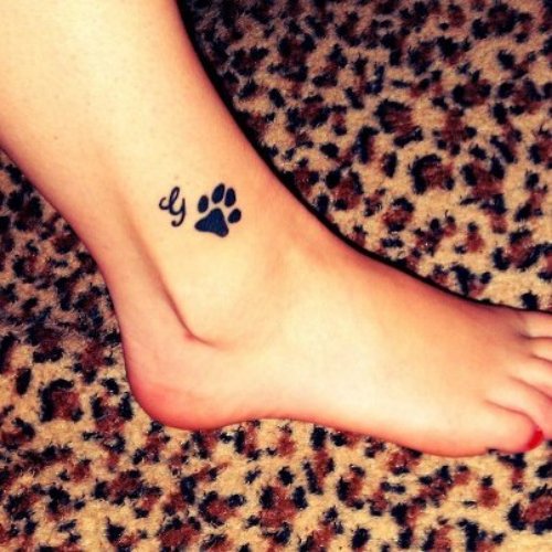 Cool Paw Tattoo On Side Leg