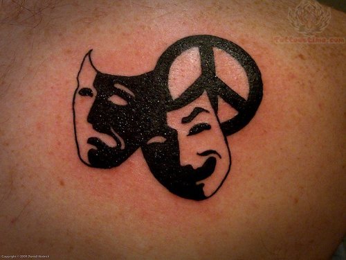 Peace Sign And Mask Tattoo