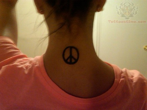 Peace Tattoo On Back Neck