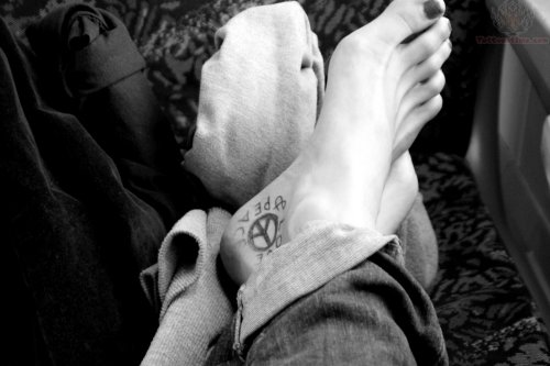 Love & Peace Tattoo On Heel
