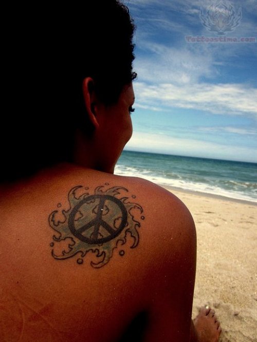 Peace Abck Shoulder Tattoo For Girls