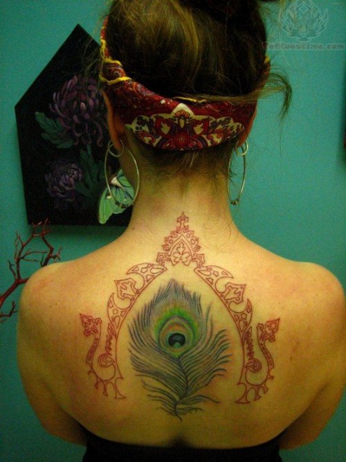 Upperback Peacock Feather Tattoo