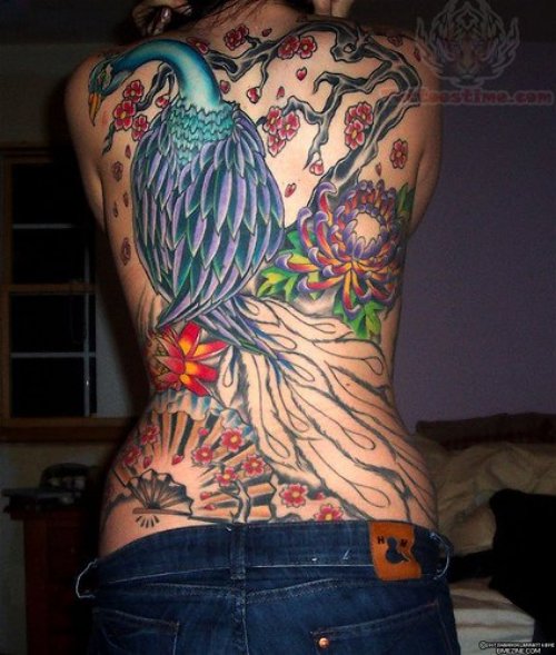 Amazing Women Full Body Peacock Tattoo