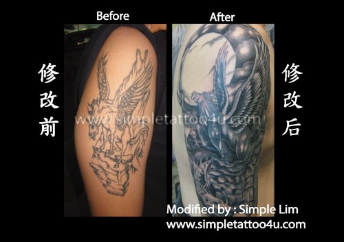 Half Sleeve Pegasus Tattoos Design
