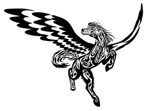 Unique Tribal Pegasus Tattoo Design