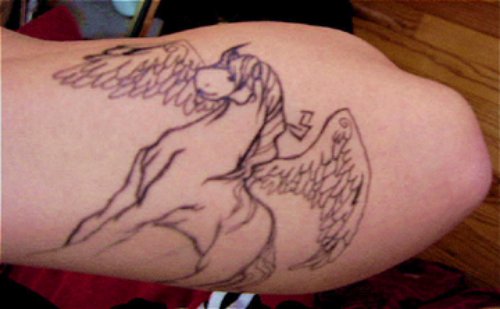 Outline Pegasus Tattoo On Arm