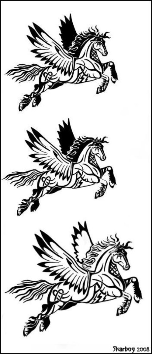 Amazing Flying Pegasus Tattoos Design