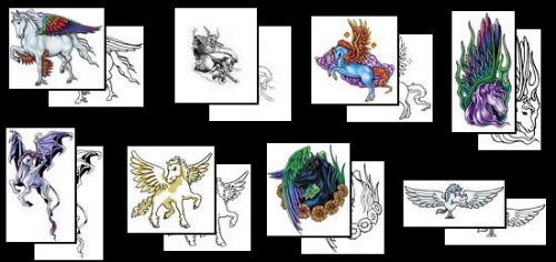 Colored Pegasus Tattoos Designs