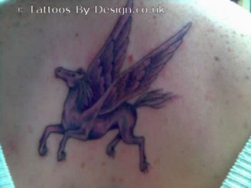 Purple Ink Pegasus Tattoo On chest