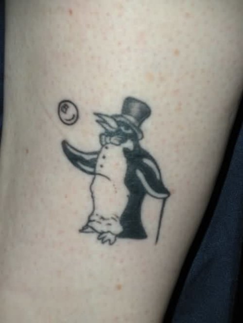Penguin With Hat Tattoo