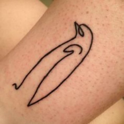 Attractive Outline Penguin Tattoo