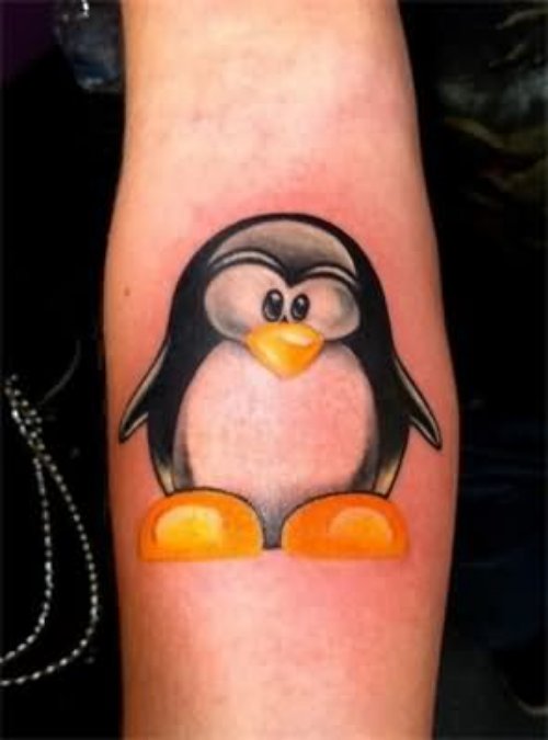 Linux Penguin Tattoo On Forearm