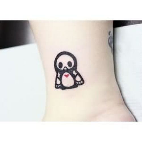 Black Outline Penguin Tattoo