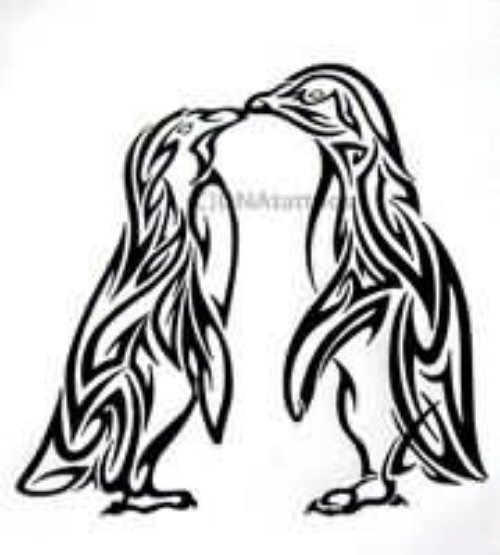 Black Tribal Penguin Tattoos Design