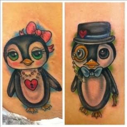 Beautiful Grey Ink Penguin Tattoos