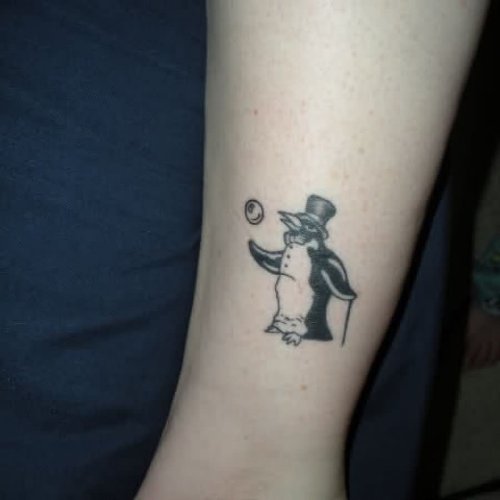 Beautiful Black Ink Penguin Tattoo