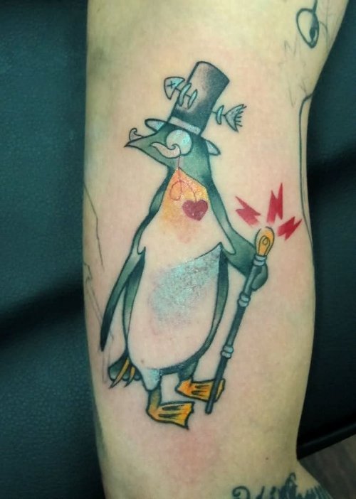 Duck Penguin Tattoo on Half Sleeve