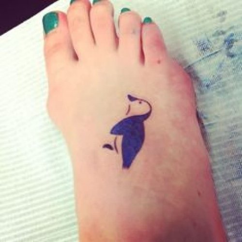 Girl Right Foot Penguin Tattoo