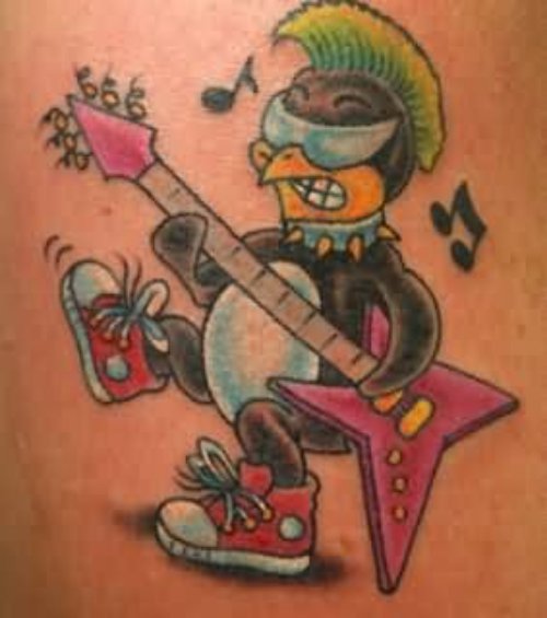 Penguin Playing Guitar Tattoo