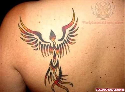 Tribal Phoenix Tattoo On Backside
