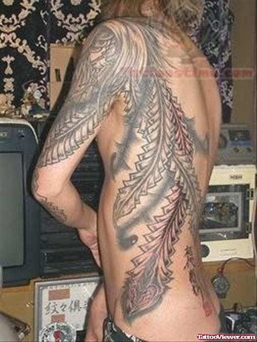 Strange Phoenix Tattoo On Body